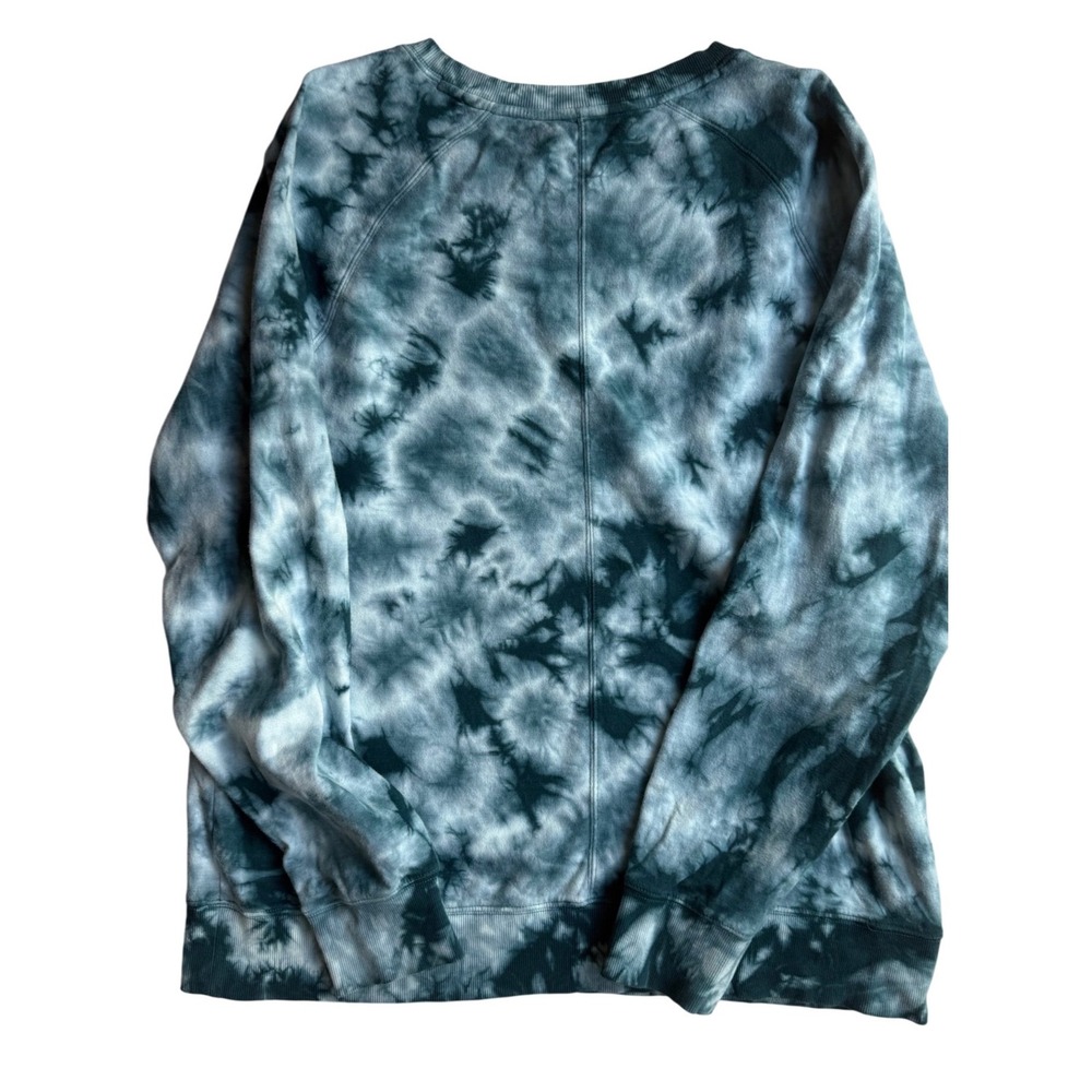 Athleta Coaster Luxe Sweatshirt Teal Tie Dye Pullover Crew Neck Tall Large LT - Picture 6 of 6